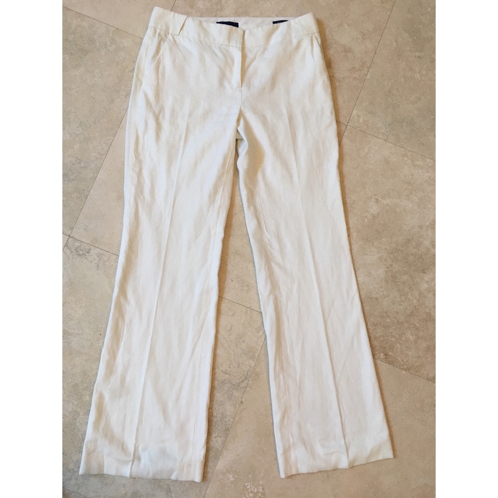 J. Crew Petite Ivory Linen Trousers